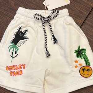 Kids White Graphic Shorts